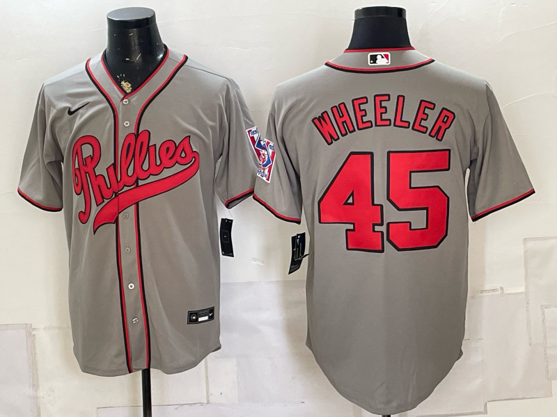 Men 2026 Philadelphia Phillies #45 Wheeler grey Game Nike MLB Jersey 0805001->philadelphia phillies->MLB Jersey